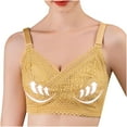 thumbnail image 5 of No Show Bras for Women Push Up Ladies Comfortable Breathable No Underwire Lace Small Bra Woman Underwear V-Neck Padded Bra Feature Hook and Eye Closure T-Shirt Bra Style Y-598 , Yellow M, 5 of 8