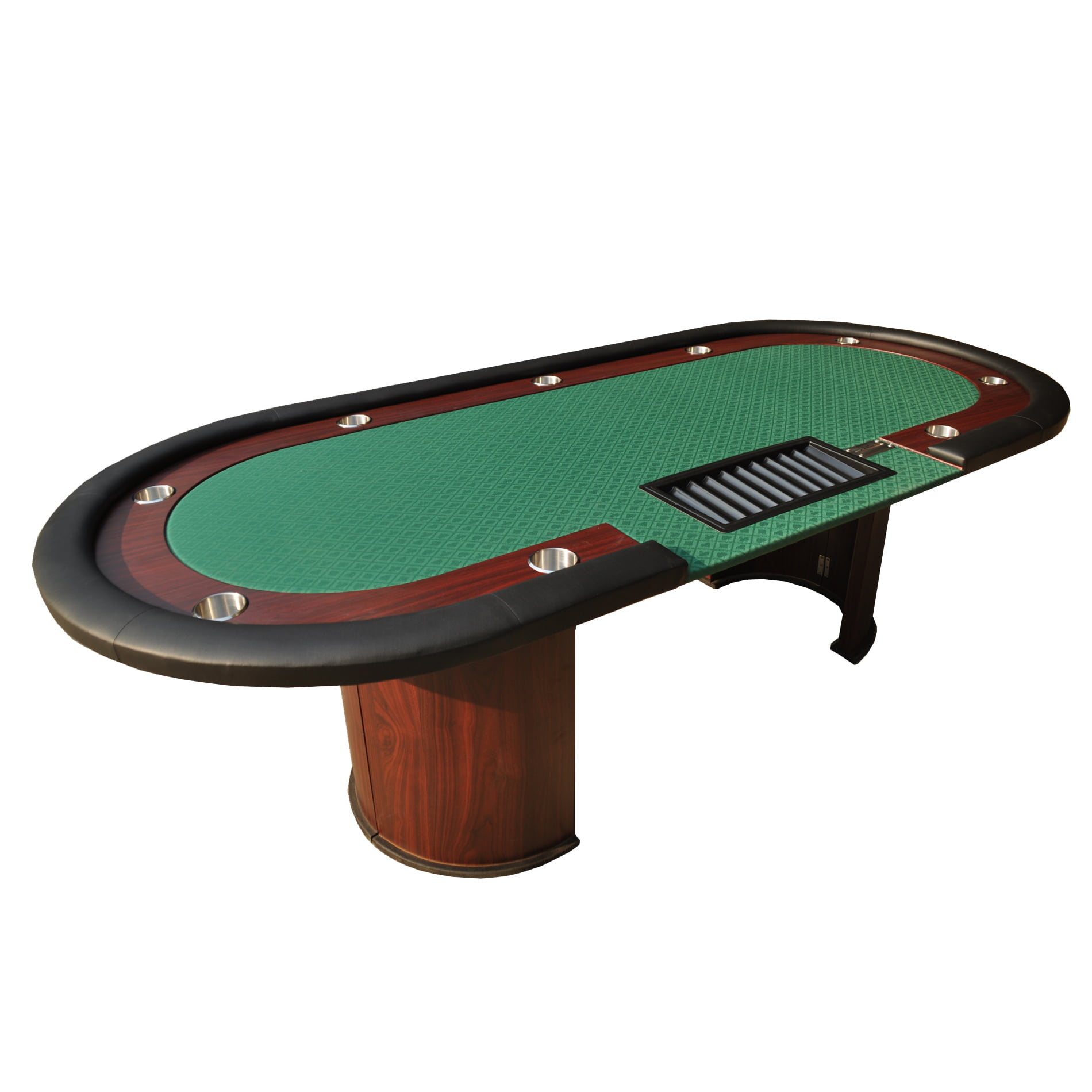Poker Table Casino Style 10 Player Table with Padded Rails and Steel Cup Holders 