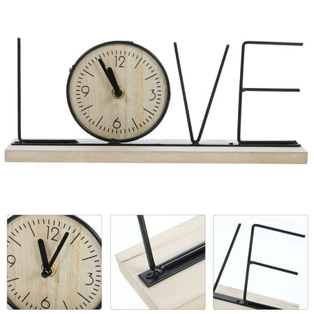 GOOHOCHY Retro Clock with LOVE Letter Design for Timing Stable and Wood Iron Material Multi .7x4.7x5.9 inches