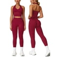 thumbnail image 7 of IBTOM CASTLE Workout Sets for Women 2 Piece Seamless Halter Tank Top Scrunch Butt Lifting High Waist Leggings Gym Sets Active Wear Cherry Red, 7 of 7