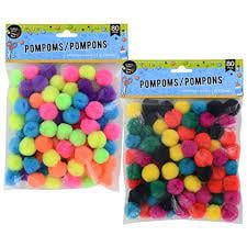(Pack of 2) Crafter's Square 80 Count Multi-Color Pom Poms (Neon)