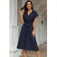 thumbnail image 4 of Vestido de verano para mujer, largo hasta la rodilla, manga corta, escote en pico y bolsillos., 4 of 8
