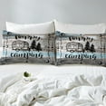 thumbnail image 4 of YST Boho Camper Decor Bed Sheets Twin Happy Camping Sheet Set Rv Accessories Bedding For Travel Trailers Bunks,Rustic Farmhouse Stars Moon Fitted Sheet Blue Grey Flat Sheet 3 Pcs, 4 of 5