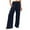 Dark Navy, variant on Tumotour Wide Leg Pants for Women Linen Elastic High Waist Casual Palazzo Pants with Pockets Loose Solid Color Comfy Fashion Lightweight Jogger Trousers Long Straight Pants