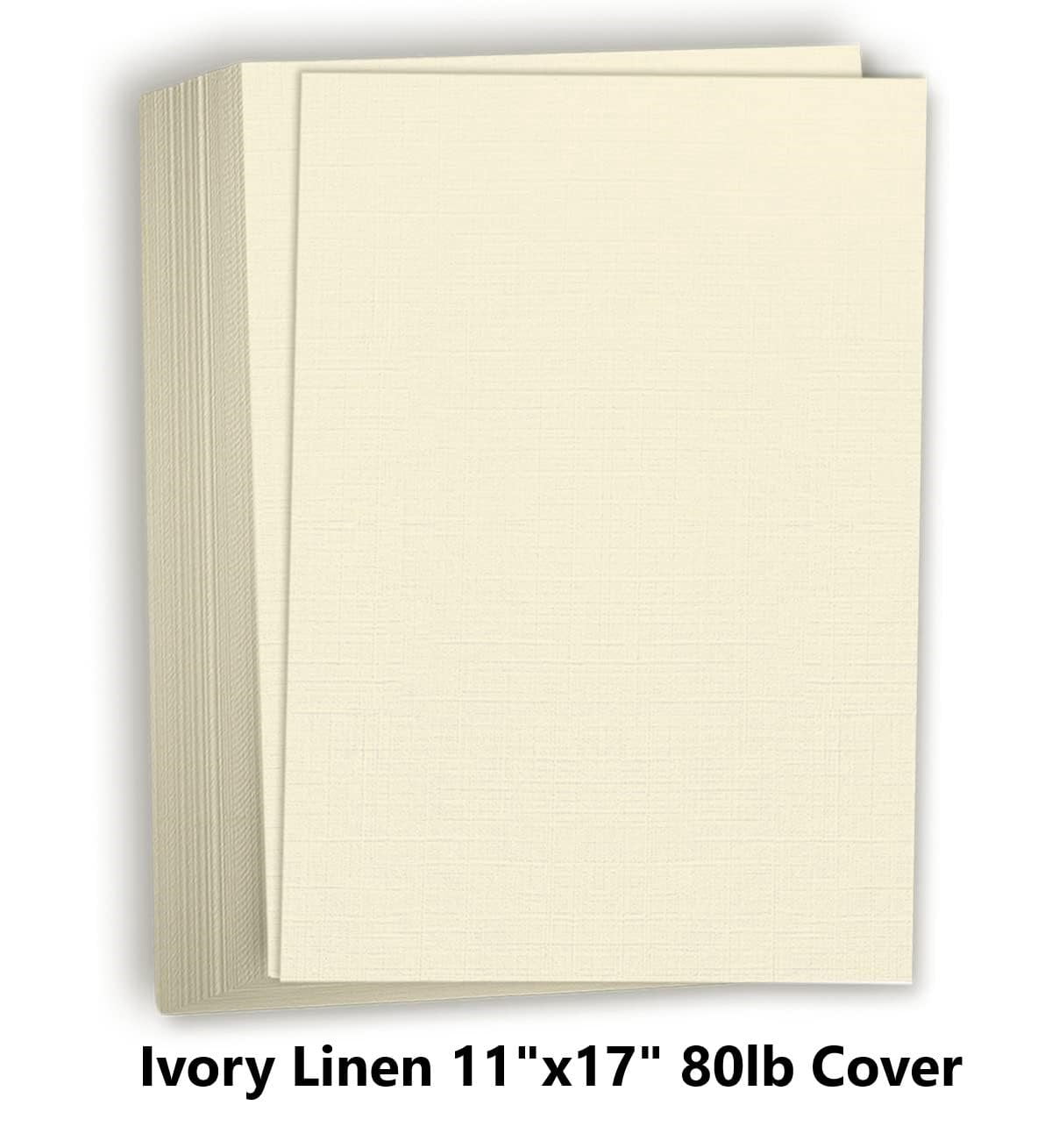 Hamilco Ivory Linen Textured Cardstock Thick Paper - 11 x 17" Heavy Weight 80 lb Cover Card Stock - 25 Pack