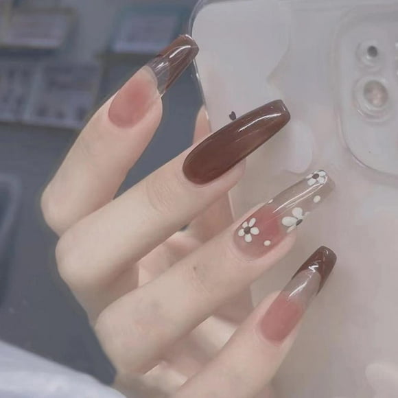 Fake nails Simple Sweet Girl Square Nail Finished Nail Fake Nail Plate D6A3