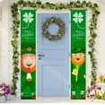 thumbnail image 4 of RyanK St Patricks Day Decorations St. Patrick's Day Irish Holiday Porch Sign Welcome Home Door Curtain Banner Decoration Door Hanging Painting Hanging Flag Decoration, 4 of 5