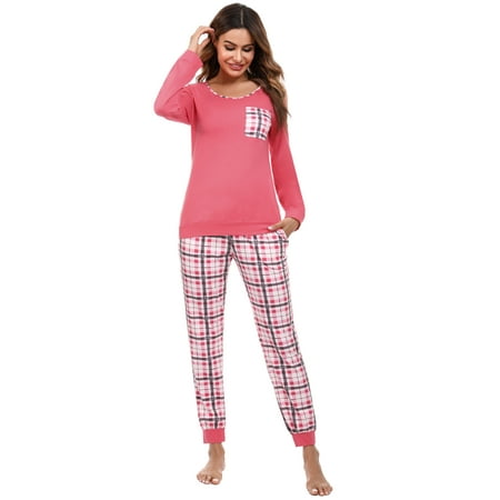 

Purcoar Pajamas Set Women s Long Sleeve Sleepwear Soft Cotton Loungewear