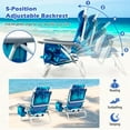 thumbnail image 6 of Costway 4-Pack Folding Backpack Beach Chair 5-Position Outdoor Reclining Chairs with Pillow Navy Blue, 6 of 9