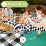 decorUhome Rectangle Tablecloth, Waterproof Vinyl Flannel Backed Table Cloth, Buffalo Wipeable Plastic Table Cover for Kitchen and Outdoor, Black and White, 60 x 84