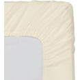 thumbnail image 2 of 1-Piece fitted sheet solid pattern Egyptian cotton 600 Thread Count Twin XL Size Fit up to 16'' Deep Pocket Ivory Solid, 2 of 5
