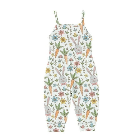 

Little Girl Clothes Summer Jumpsuit Romper Toddler Kids Boys Girls Summer Easter Fashion Cute Flowers Print Suspenders Romper Jumpsuit Multicolor 4 Years