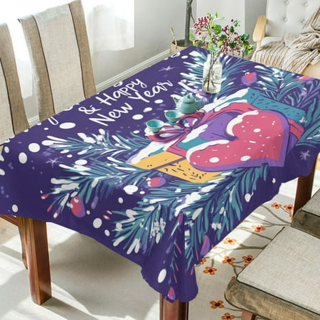 

WOBOGO Tree Branches Wrapped in Beautiful Gift Box Design Square Tablecloth 54×72in Polyester Fabric Tablecloth Washable Dust Resistant Wrinkle Resistant