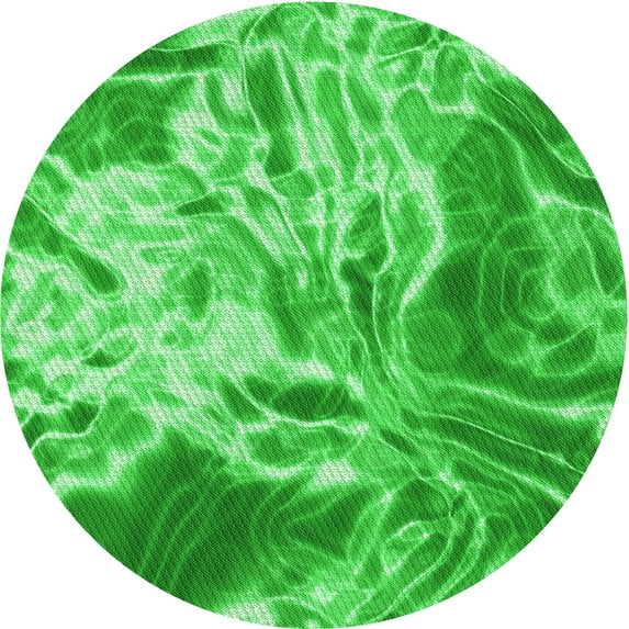 Ahgly Company Machine Washable Indoor Round Transitional Neon Green Area Rugs, 8' Round