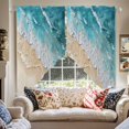 thumbnail image 2 of Abstract Beach Waves Swag Valances for Windows 2 Pack Blue Watercolor Modern Art Swag Kitchen Curtains 45 Inches Long Rod Pocket Short Window Treatment for Kitchen Bathroom 36"x45", 2 of 8
