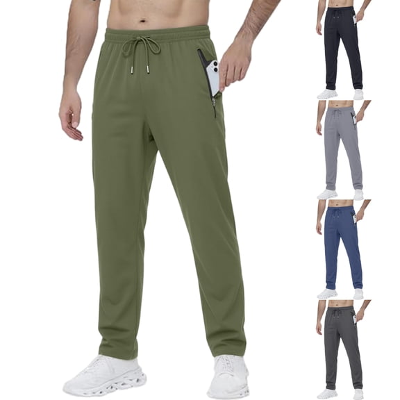 Men's Athletic Hiking Pants Lightweight Quick Dry Travel Fishing Joggers Running Workout Active Track Pants Dark Green XL