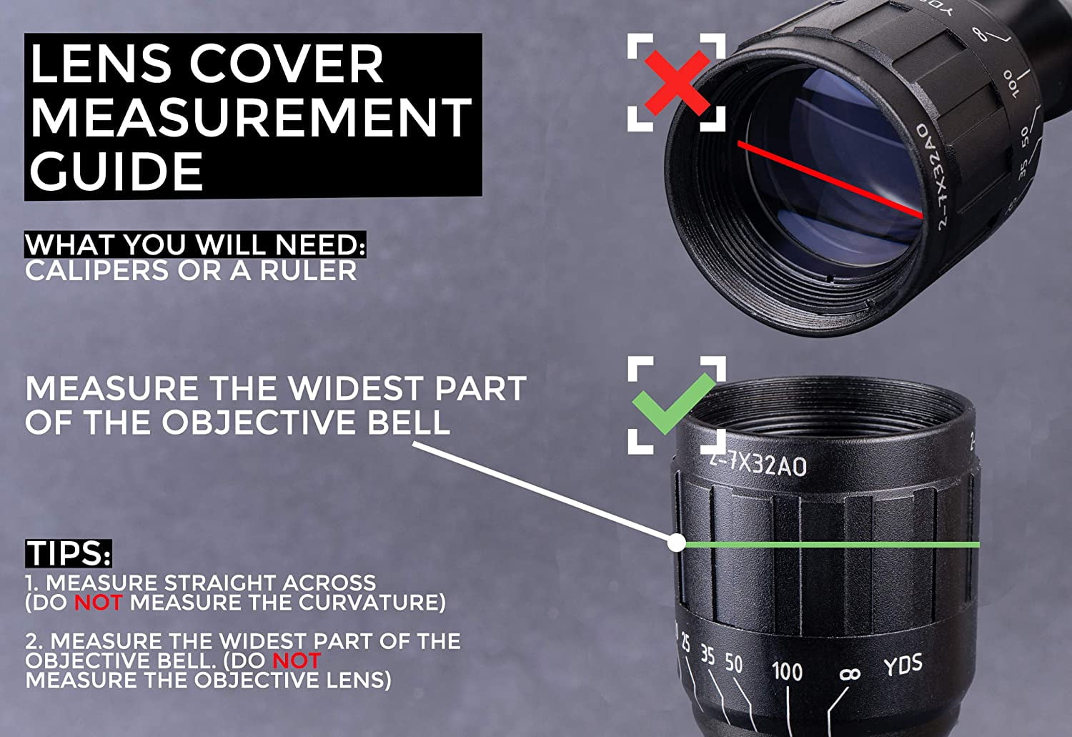 Monstrum Rubberized Flip-Up Rifle Scope Lens Covers, Objective Lens, Size F, Flat Dark Earth, 43-49 mm