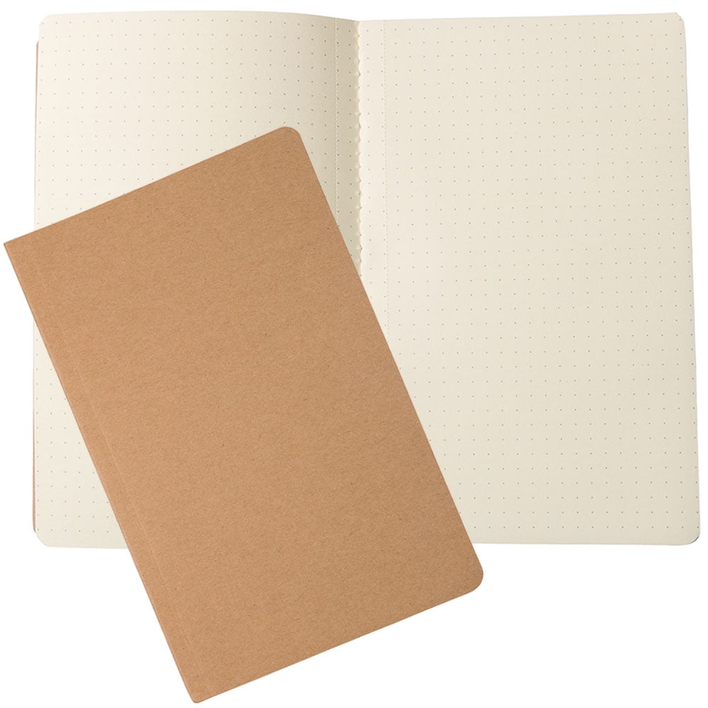 JAM Premium Dot-Grid Notebook, 5' x 8', Brown Kraft, 96 Perforated Pages