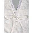 thumbnail image 3 of White Halter Neck Lace Trim Textured A-Line Ruffle Elegant Dress, 3 of 6