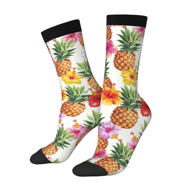 Balery Hawaiian Pineappl Calcetas Largas con Estampado para Hombre y Mujer – Suaves y Transpirables, Talla Única (US 5-11)