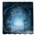 thumbnail image 2 of Ambesonne Scenery Shower Curtain, Foggy Palace, 69"Wx75"L, Navy Blue and Grey, 2 of 4