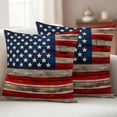 thumbnail image 2 of Vintage American Flag Outdoor Pillow Covers 18x18 Set of 2,Waterproof Patio Throw Pillowcase Protectors,Blue Star Red Striped Wooden Decorative Pillow Shams Cushion Covers for Seat Bed Couch Sofa, 2 of 8