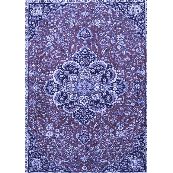 Ahgly Company Machine Washable Indoor Rectangle Medallion Blue Traditional Area Rugs, 4' x 6'