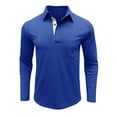 thumbnail image 4 of UVEASISHA Mens Workout Golf Shirts Cotton Casual Long Sleeve Polos Shirts Button Up Collared T-Shirt Comfy Casual Business Work Shirts with Pocket Winter Savings Blue XL, 4 of 8