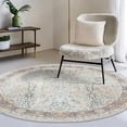 thumbnail image 4 of GLN Rugs Samarkand - Indoor, Machine Washable Area Rug 5'3" Round Turkish Light Blue Home Carpet, 4 of 8