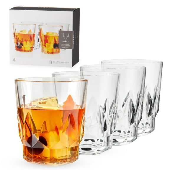 Viski Shatterproof DOF Drinking Glasses for Scotch Whiskey 11.5oz Set of 4