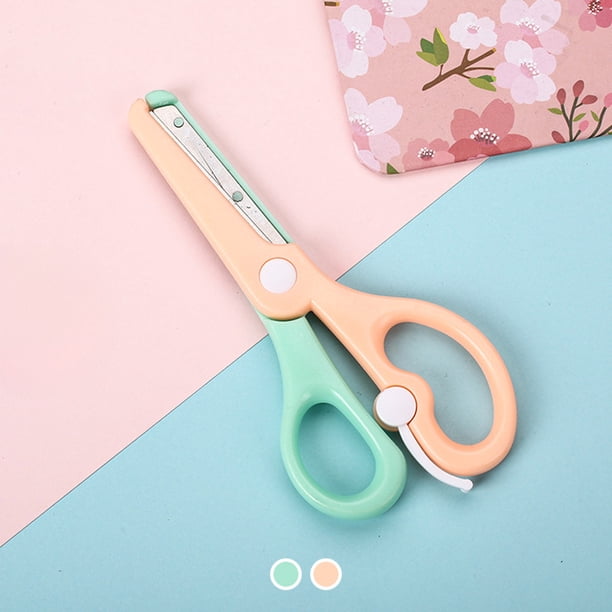 Tijeras seguras para cortar papel, diseño elástico, construcción de plástico, para niños, corte seguro, papelería infantil.