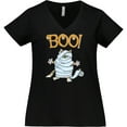 thumbnail image 3 of Inktastic Boo with Mummy Cat Women's Plus Size V-Neck T-Shirt, 3 of 5