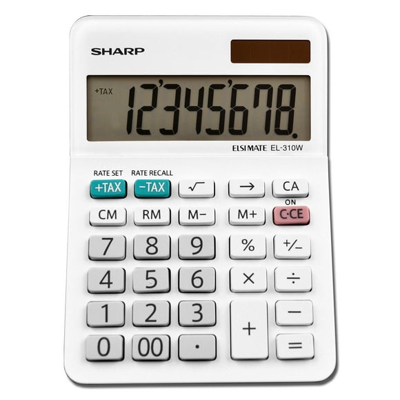 Calculadora Sharp EL-310WB LCD blanca de 8 dígitos