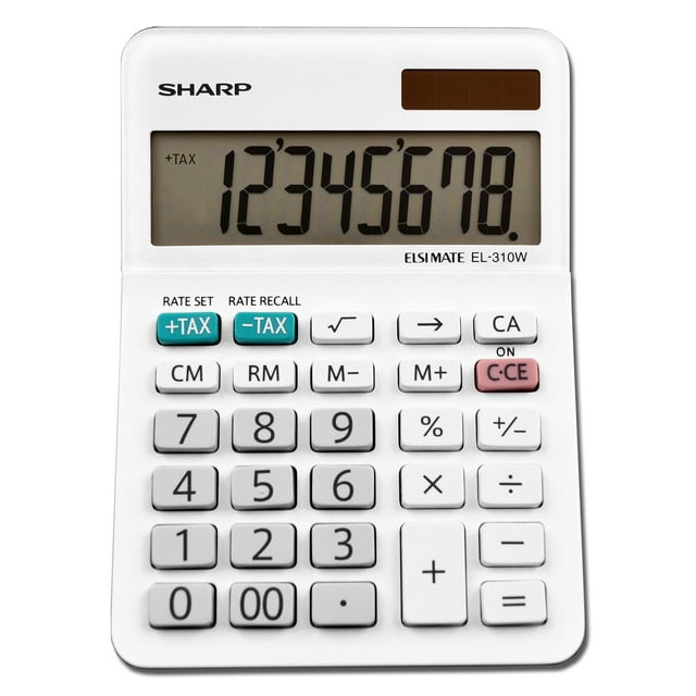 Calculadora Sharp EL-310WB LCD blanca de 8 dígitos