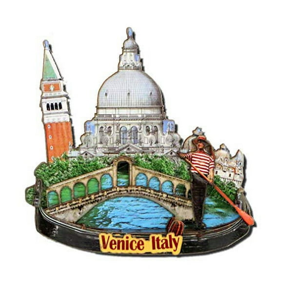 Venice Magnet 3.25 Inch 3D Italy Magnet with Gondola and Rialto Bridge