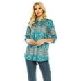 thumbnail image 4 of Haute Edition Women's Pattern and Solid 3/4 Roll Tab Sleeve Tunic Blouse Top, 4 of 7