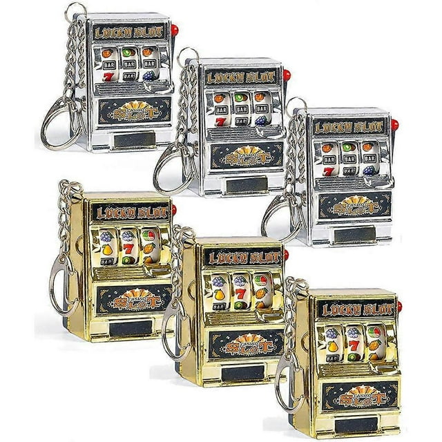 6 Pcs Keychain Toys Slot Machine Key Chain Fun Car Jewelry Key Chain Kids Funny Gag Toys
