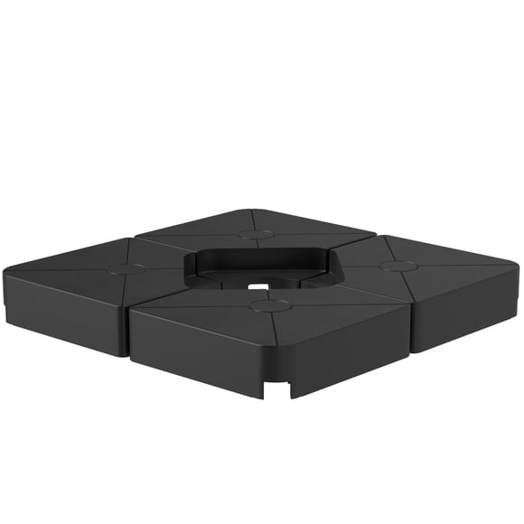 Set of 4 Heavy Duty Cantilever Parasol Base Weights, HDPE Plastic Umbrella Weights for Outdoor Patio, Sand or Water Filled, 31.5" x 31.5" x 4.1", Black, Garden & Deck Use