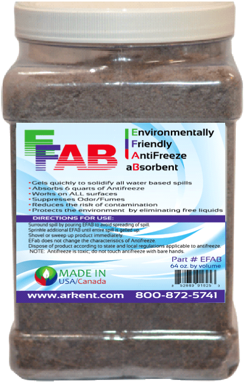 EFAB  - Environmentally Friendly AntiFreeze aBsorbent, for all coolant spills