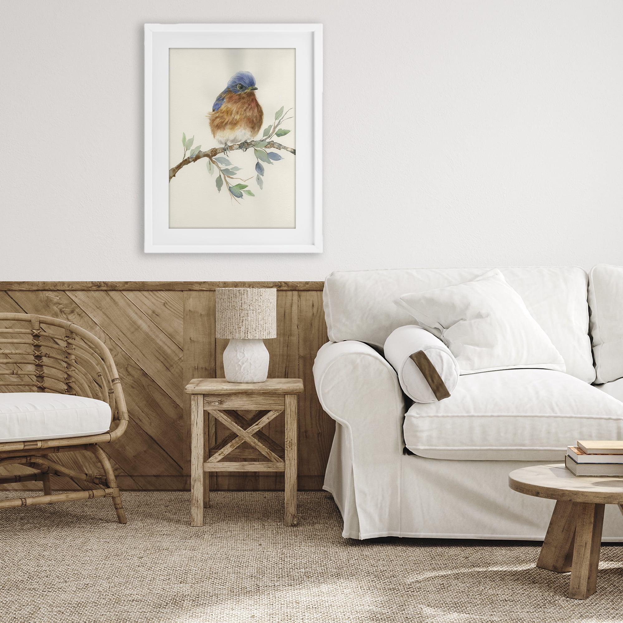 Stupell Industries Songbird Perched on Branch White Framed Print Under Glass, design by Cady Driver