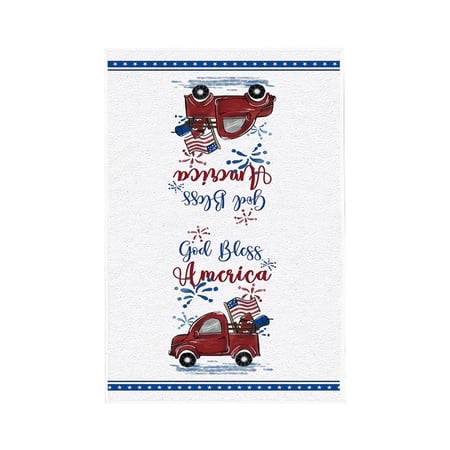 WUXICHEN 4th of July Patriotic Tea Towels Red White Blue Kitchen Towels Stars and Stripes Design Polyester 25.98x16.93in 1 Pack