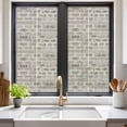 thumbnail image 2 of Window Privacy Film Beige Brick Wall Stained Glass Window Film Decorative Sun Block Window Cover Retro Country Stone Rocks Geometric Print Window Clings Static Sticker for Bathroom 17.7"x39.3", 2 of 7