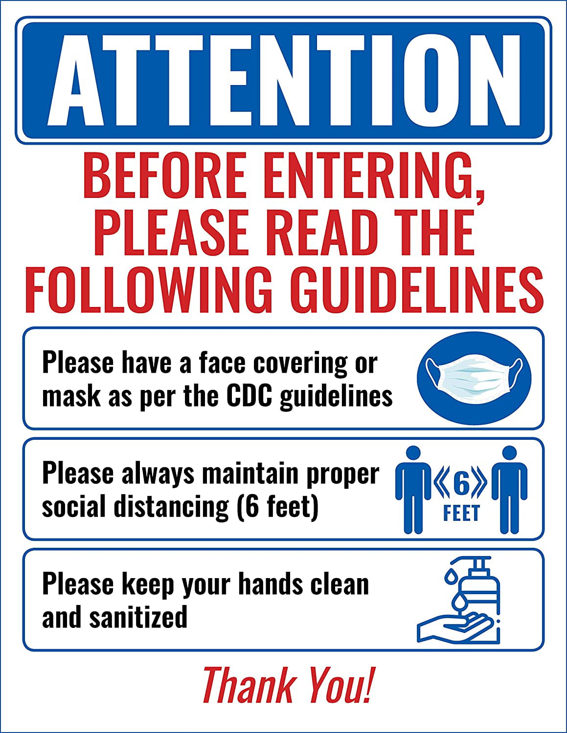 Sticker Mask Sign 19Covid Social Distancing Safety Plastic HANDS FACE SPACE 