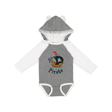 

Inktastic Lil Pirate pirate ship blue bandana Gift Baby Boy or Baby Girl Long Sleeve Bodysuit