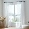 thumbnail image 7 of ZOPZO Sheer Voile Curtains for Bedroom, Pure White, 52W x 95L Inch, Semi Transparent Rod Pocket Window Panels, Set of 2 Drapes, 7 of 7