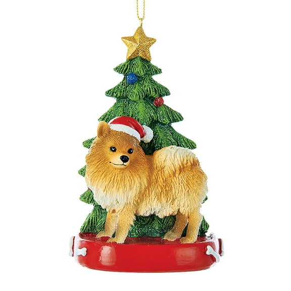 Collections Etc Festive Pomeranian Christmas Tree Ornament