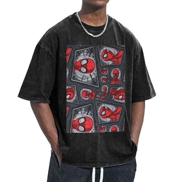 Spider-Man Men's Vintage Washed Drop Shoulder Short Sleeve T-Shirt