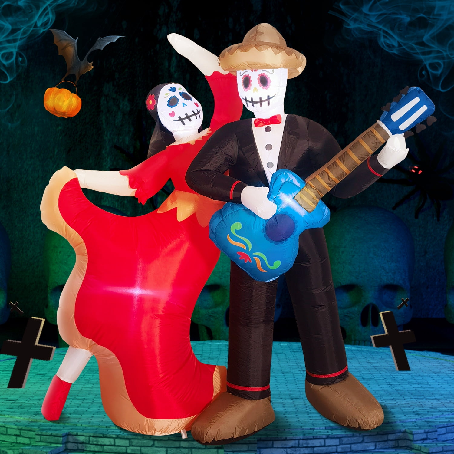 DomKom [2023 New] Halloween Inflatables Decorations Sugar Skull, 6FT