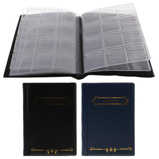 Monederos Zulema 2PCS 120 Almacenamiento álbum Protector de libro azul negro
