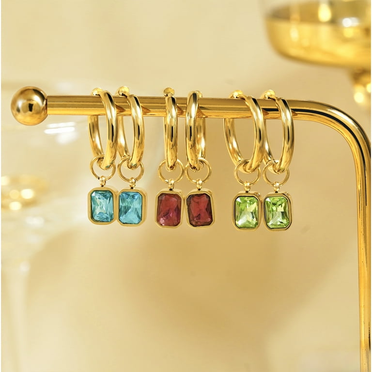 Clear Cubic Zirconia Rhodium Stud Earrings Nontarnish - April Clear Cubic Zirconia Rhodium Stud Earrings Nontarnish - April